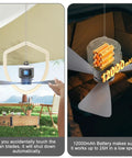 18 Inch Canopy Fan With Light Portable Rechargeable 12000mAh Cordless Outdoor Ceiling Fan for Gazebo Tent Patio Camping