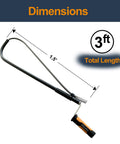 Professional 3 Foot Toilet Auger Snaps Up Sticky Drain Clogs Without Sweat Using Rust Resistant Vinyl Coated Pipe Snake Wire For Sinks And Bathtubs With Secure Storage Clip, showing 3ft dimensions.