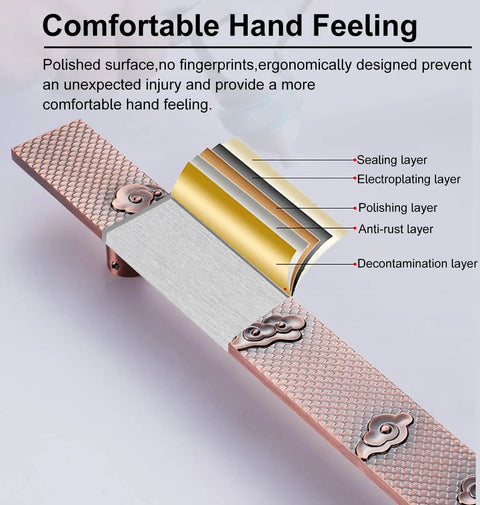 Heavy Duty Door Pull Handle Built To Last With Red Bronze Finish showing different material layers and comfortable hand feeling