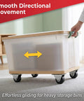 12 Pack Mini Rigid Caster Wheels Low Profile Non Swivel Fixed Casters For Furniture Drawers And Under Bed Storage, gliding smoothly under a storage bin.