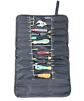 Portable Canvas Knife Roll Bag For Chef Knives And Cutlery, heavy-duty open case showing organized tools in slots