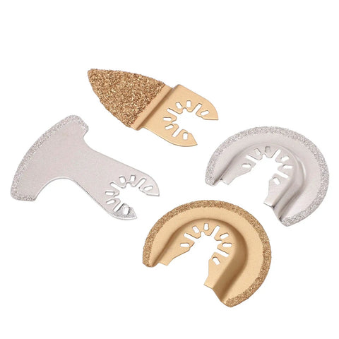 Four Piece Oscillating Saw Blades For Tile Concrete And Grout With Carbide Construction on white background
