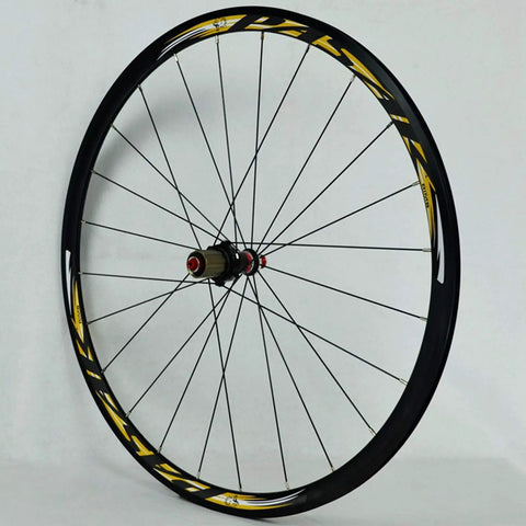 700C Road Wheelset With 30mm Aluminum Double Wall Rims, Quick Release Front 100mm Rear 130mm, Matte Black, CV Brake Compatible