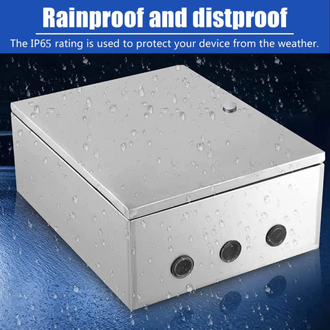 Beefy Outdoor Electrical Box Rugged Waterproof Metal Enclosure With Lock Cover And Mounting Plate IP65 Weatherproof Wall Mount Junction Project Box For Indoor Outdoor Use 15.7 By 11.8 By 6.3 Inches