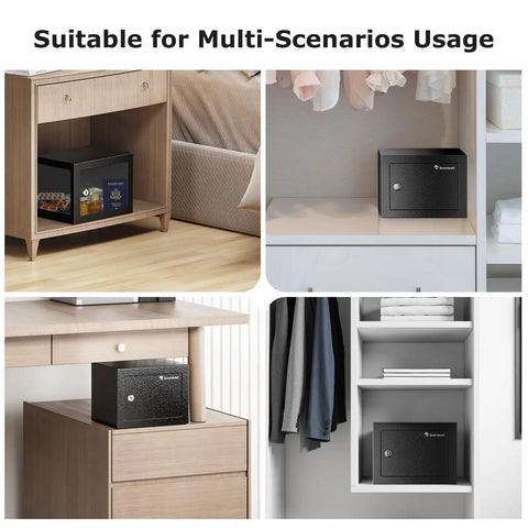 Small Steel Safe Box With Key Lock For Cash And Jewelry Hidden Security Safe Two Tenths Of A Cubic Foot Compact Size In Various Home Locations