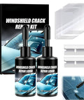 Image showing Two Pack Windshield Crack Repair Kit DIY Friendly Pro Glass Repair Liquid for chips, bullseyes, and cracks on car windows.