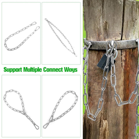 2 Pack Outdoor Gate Chain Lock With Four Carabiners, Adjustable 28 Inch Gate Latch Chain For Fence Yard Garden Farm Barn
