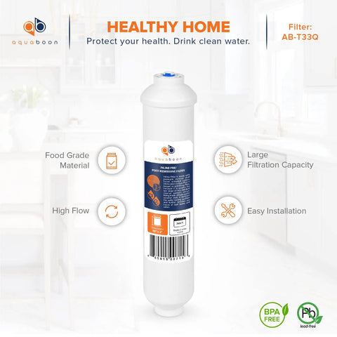 Slick Inline Activated Carbon Water Filter For Refrigerator And Icemaker With Quick Connect Fit, food grade post membrane inline filter.