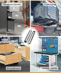 Heavy Duty Full Extension Drawer Slides Side Mount Ball Bearing Locking Rails Built Like A Tank Cabinet Track Glides in various uses.