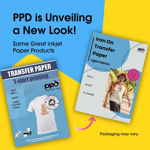 PPD transfer paper packaging for Inkjet Iron On Heat Transfer Paper 10 Sheets 8.5 By 11 Inches Premium Pack White Light Fabric T Shirts