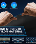 Hands pulling high-strength nylon material showcasing durability for Beefy Heavy Duty Nylon Duct Hose 3 Inch By 16 Foot Flexible Venting.