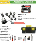 IntSupermai 1500W Brushless Vertical Mill Drill Machine R8 Taper accessories including collet set, wrenches, and screwdriver tools.