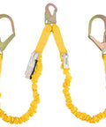 Double Leg 6 Foot Fall Protection Lanyard With Internal Shock Absorber Stretchable Safety Lanyard with Snap and Rebar Hook Connectors