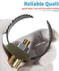 Professional Grade Heavy Duty 2 Inch C Cutter Drain Cleaner Tool That Handles Thick Grease Clogs Without Sweat And Restores Flow Instantly Compatible With Major K Series Sectional Cable Machines held in hand showing sharp blade design.
