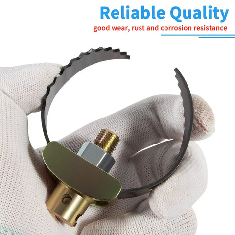 Professional Grade Heavy Duty 2 Inch C Cutter Drain Cleaner Tool That Handles Thick Grease Clogs Without Sweat And Restores Flow Instantly Compatible With Major K Series Sectional Cable Machines held in hand showing sharp blade design.