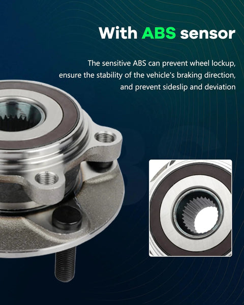 Close-up of Front Wheel Hub Bearing Assembly For Mazda 3 2014-2018 And Mazda CX-3 2016-2019, 5 Lug, ABS Included, with detail view.