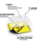 Baby On Board Car Magnet Sign 2 Pack 5x5 Inches Bright Yellow Reflective Safety Sticker showing layers and features like waterproof and UV protection