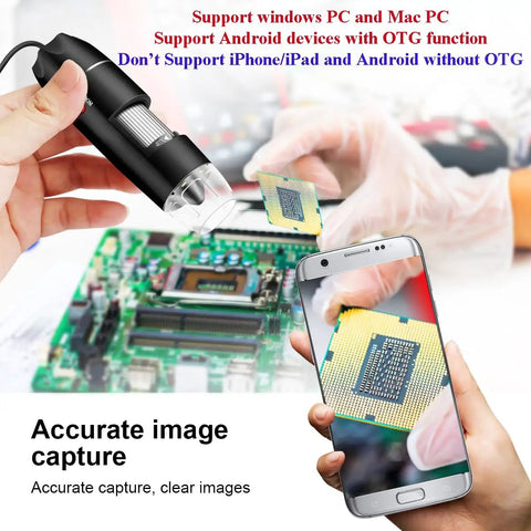 USB Digital Microscope For Android Windows Linux And Mac High Resolution Wired Scope With Live View Screenshot And Video Capture Ideal For Coins Electronics Microbiology And Tiny Details, used on motherboard and CPU
