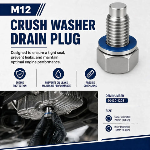 Heavy Duty Aluminum Oil Drain Plug Gasket Washer M12 Crush Washer For Toyota 10 Piece Set Durable High Temp Sealing Kit For No Leak Performance And Everyday Car Care. M12 aluminum washer on drain plug