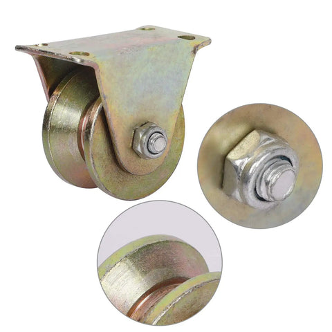 4 Pcs 2 Inch V Groove Wheel Set For Beefy Heavy Duty Caster Wheels Sliding Gates 1045 Steel High Load Up To 660 Lbs close-up view