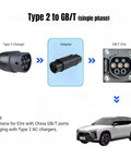 Heavy Duty EV Charger Adapter Type Two To GBT Connector For Chinese Electric Vehicles 32 Amp showing charging connections and the adapter.