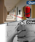 Beefy Heavy Duty Fire Extinguisher Wall Mount Bracket For 20Lb Dry Chemical And 10Lb CO2 Units ST12 Steel Construction installed in hallway