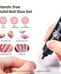 Applying glue from Beetles nail glue gel in Gel Nail Extension Kit With Short Square Tips And Essentials Like Primer Dehydrator 10 Ml Glue 15 G 576 Half Matte Short Square Tips Mini UV Lamp And Nail File For Easy DIY Manicure At Home Perfect Gift For Women