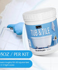 Tub And Tile Refinishing Kit With Quick Dry Tile Paint For Walls And Floors Water Based Semi Gloss White Finish For Bathrooms And Kitchens Ideal For Sinks Bathtubs And Toilets 50 To 55 Sq Ft Coverage 33 Oz packaging and application on floor tiles