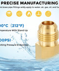 Brass Pipe Fittings Adapter Three Eighths Inch Male Flare To One Quarter Inch Female NPT Solid Brass Connector for Leak Repair