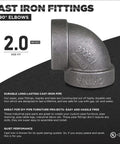 Heavy Duty 2 Inch Cast Iron 90 Degree Street Elbow Pipe Fitting Black Finish Threaded For Gas Oil Water Plumbing Badass Durability Built Like A Tank For Serious Diy And Industrial Projects 150 Psi Rated, side view
