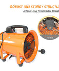 12 Inch High Velocity Portable Utility Blower Fan For Basements And Workshops, orange industrial fan shown