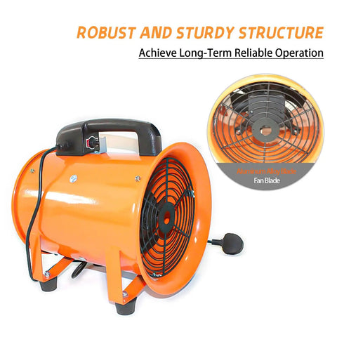 12 Inch High Velocity Portable Utility Blower Fan For Basements And Workshops, orange industrial fan shown