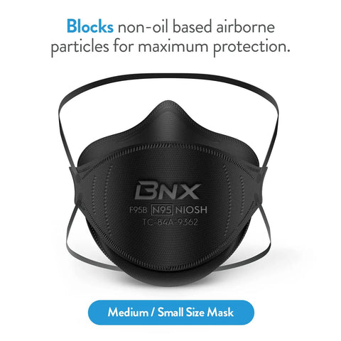 NIOSH Certified N95 Mask Particulate Respirator Face Mask Made in USA 20 Pack Tri Fold Cup Fish Style Black