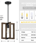 Diagram showing dimensions and specifications of Two Pack One Light Farmhouse Adjustable Hand Painted Wood Semi Flush Mount Ceiling Light Fixtures.