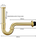 Brass P Trap Kit For Bathroom Sink One Quarter Inch Waste Drain With Flange And Slip Joint Extension Tube Adjustable Height