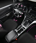 Universal Cloth Butterfly Car Seat Covers Full Set With Waterproof Floor Mats And Steering Wheel Cover Dope Flower Embroidered Design