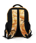 Back of Vintage Metallic Floral Printed Unisex Backpack With Large Capacity Durable Polyester Daypack For Travel School And Everyday Use