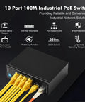 Heavy Duty PoE Switch With Eight PoE Plus Ports And One Gigabit Uplink 10 100 Mbps Per PoE Port 1 Gigabit Ethernet And 1 SFP Uplink