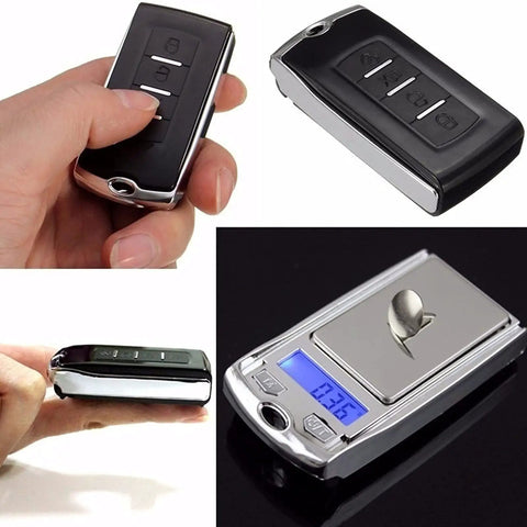 Pocket Scale Two Piece Set with 200g Capacity and 0.01g Readability, Mini Car Key Sized LCD Digital Balance in hand