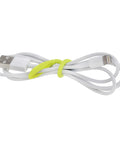 USB cable secured with Gear Tie Cordable The Original Reusable Rubber Twist Tie With Stretch Loop for Tangle Free Cord Management