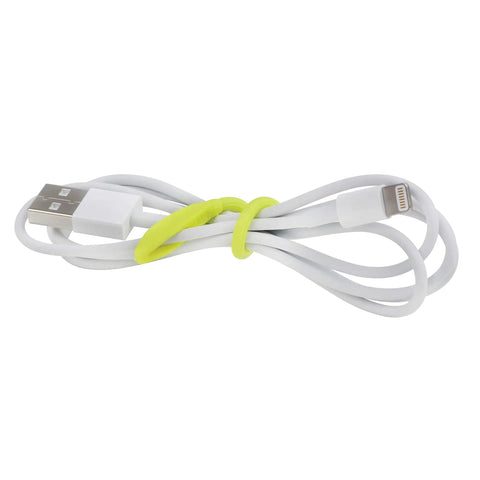 USB cable secured with Gear Tie Cordable The Original Reusable Rubber Twist Tie With Stretch Loop for Tangle Free Cord Management