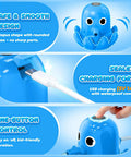Rechargeable Cordless Water Table Pump With Magnetic No Drill Design Delivers Continuous Flow Fits Water Tables From Popular Brands Battery Powered Kid Friendly Outdoor Water Play Accessory For Kids And Toddlers Blue showing octopus design with sealed charging port and button control