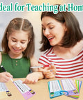 Mother and daughter using 1-12 Multiplication Flash Cards Set With 15 Cards, Dry Erase Markers, Ring Binder, and Chart for home learning.