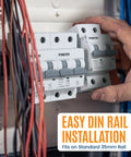 Installing DC Miniature Circuit Breaker 32A 1000V 2P Solar DIN Rail Mount for Solar Panels in electrical panel.
