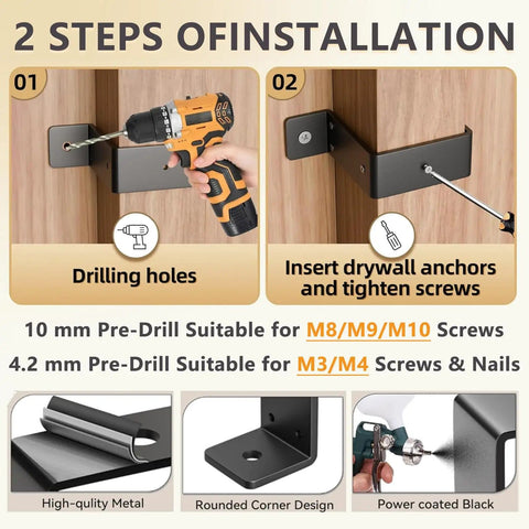 Installation of Beefy 4x4 Post Brackets Set 8 Pack U Fence Brackets For 3.5x3.5 Inch Wood Posts 12 Gauge Steel Strap Ties Black Powder Coat