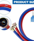 Heavy Duty 4Ft Washer Hoses Dual Color Burst Proof Water Supply Lines 3 Quarter Inch Fittings For Hot And Cold Laundry Washers 2 Pack With Leakproof Washers And Easy Install, 4 ft red and blue hoses