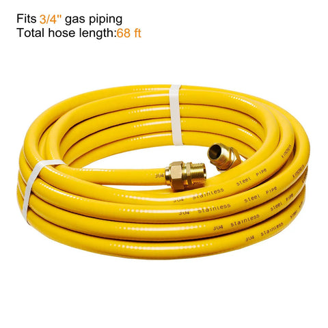 70Ft 3/4 Inch CSST Gas Line Flexible Stainless Steel Tubing Pipe anti crack leak proof with 2 male fittings coiled view