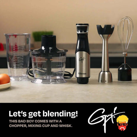Pretty Dang Powerful Immersion Blender With 400W DynamicShaft Tech and one hand speed control with chopper and whisk.
