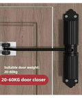 Easy Install Automatic Door Closer With 180 Degree Opening And Adjustable Closing Speed, Rust Proof Silver Finish for 20-60kg door