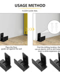 U Shape Floor Guide For Sliding Barn Doors, 4 Pack, Black Finish, Wall Mount Or Flush Flat Bottom Design, installation guide